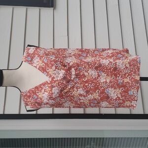 Loft Floral Print Sleeves V-Neck Blouse